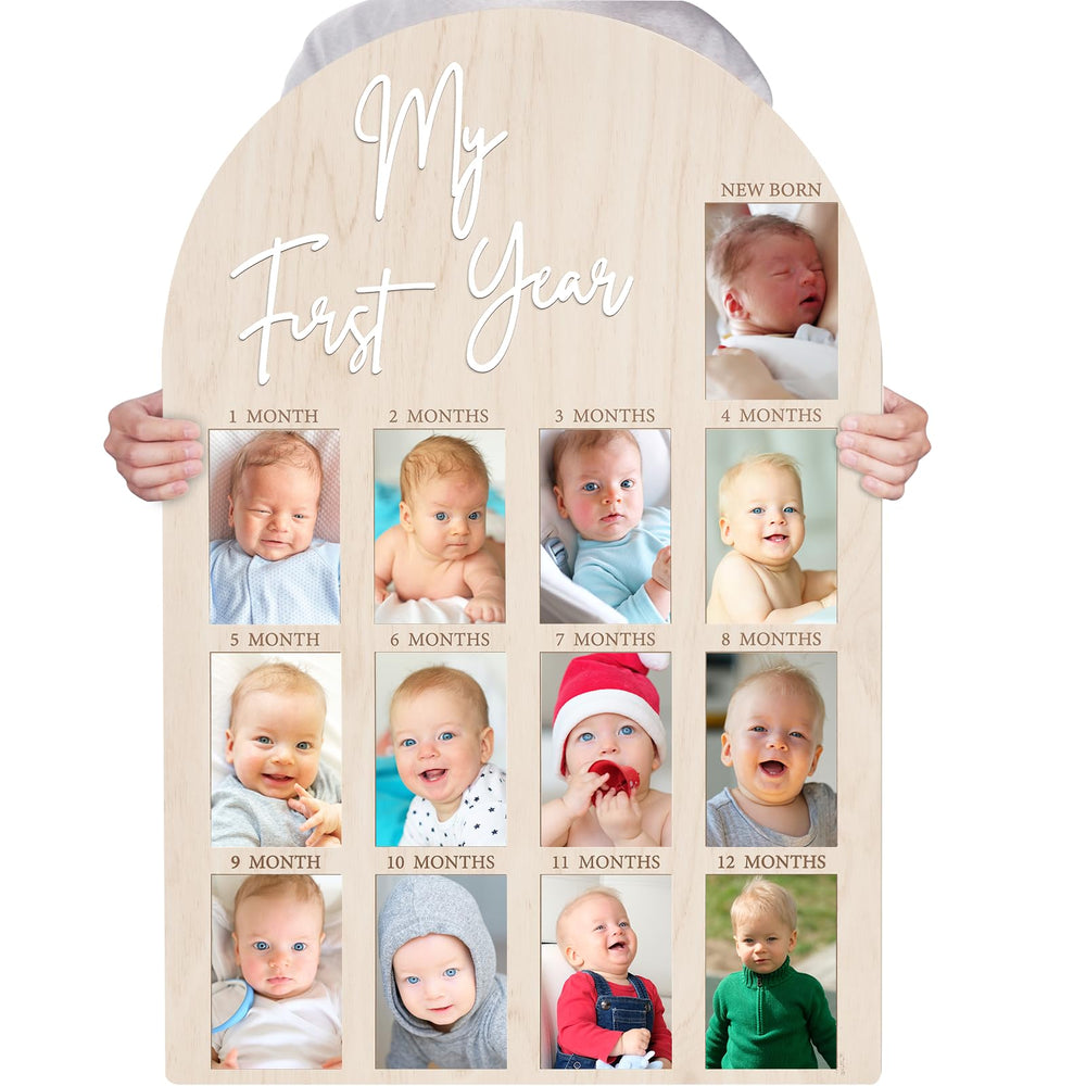 Bosctanuc large my first year frame front view highlights 13 photos for a growing baby keepsake