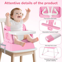 BOSEDSANG 4-in-1 high chair pink adjustable-tray ready for growing kids