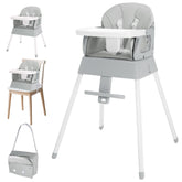 BOSEDSANG 4-in-1 high chair overview in grey for growing babies and toddlers.