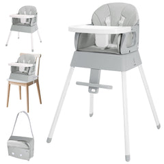 BOSEDSANG 4-in-1 high chair overview in grey for growing babies and toddlers.