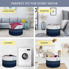 Bosroty blanket basket used for toy storage in nursery.