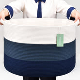 Bosroty extra-large blanket basket in living room for organized storage.