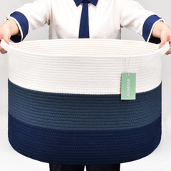 Bosroty extra-large blanket basket in living room for organized storage.