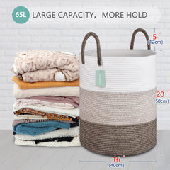 Bosroty large blanket basket close-up shows sturdy handles and reinforced stitching for easy move.