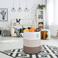 Bosroty blanket basket safe cotton rope design ideal for baby room storage.