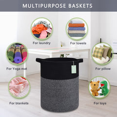 BOSROTY laundry bin with reinforced double-stitch handles for heavy loads
