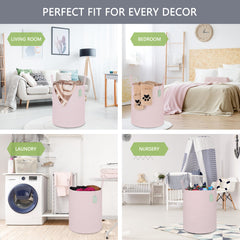 BOSROTY light pink nursery basket highlights soft texture and kid friendly organization