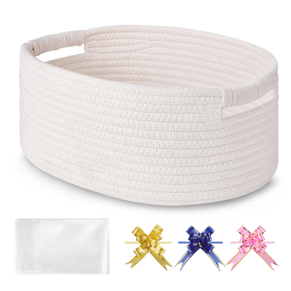 BOSROTY small woven basket with gift bags showcases compact, gift-ready storage.