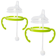 Botabee soft spout transition kit on Comotomo bottle showing easy 5oz and 8oz compatibility
