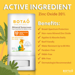 Botao baby mineral sunscreen SPF 50 label emphasizing broad spectrum protection