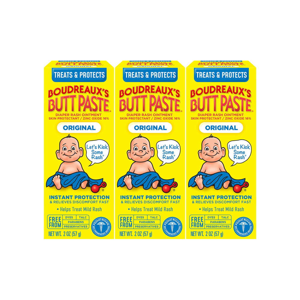 Boudreaux's Butt Paste Original Diaper Rash Cream tube front shows fast moisture protection
