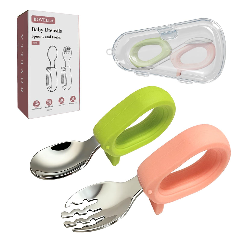 BOVELLA toddler-utensils-spoon-fork-set supports self-feeding and independent eating.