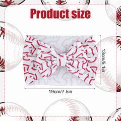 BOXOB baseball bow headband white-red side angle shows adjustable stretch for growing infants