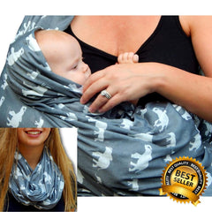 Bozeman Baby Company infinity nursing cover folded compact for easy purse storage.