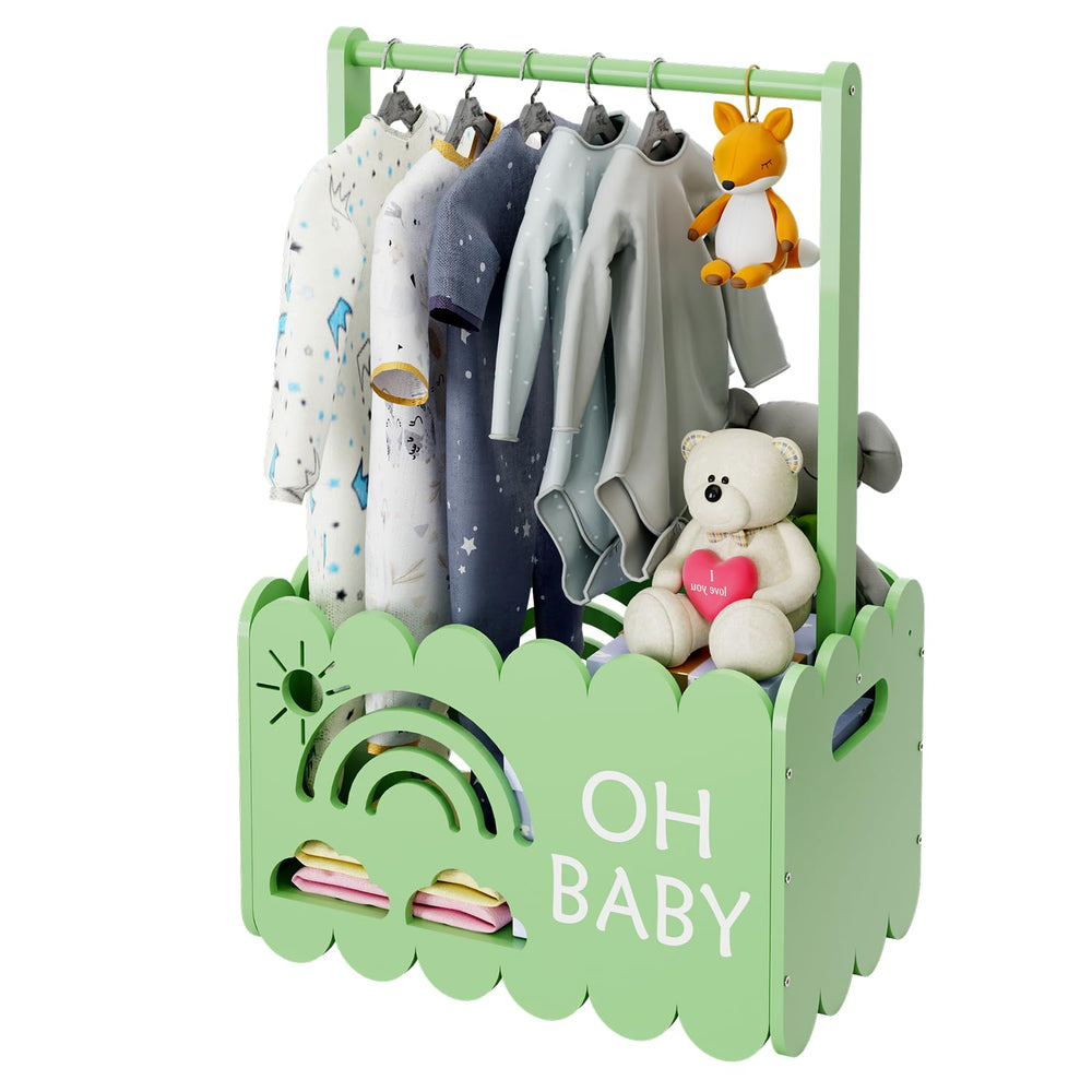 BPMFDTNL wooden baby shower crate closet setup with elegant unisex design.