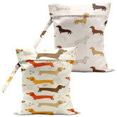 BQXH 2Pcs dog print wet bag shows a playful pattern and keeps beach gear organized.