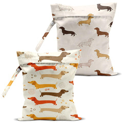 BQXH 2Pcs dog print wet bag shows a playful pattern and keeps beach gear organized.