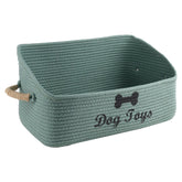 Brabtod dog toy basket in cotton rope keeps toys neatly organized.