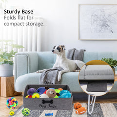 Brabtod toy bin with handles side view highlights easy portability.