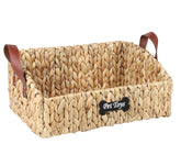 Brabtod trapezoid pet toy bin close-up reveals natural wicker texture and sturdy construction.