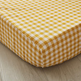 Brandream baby girl crib sheet yellow plaid close-up fabric for breathable soft sleep