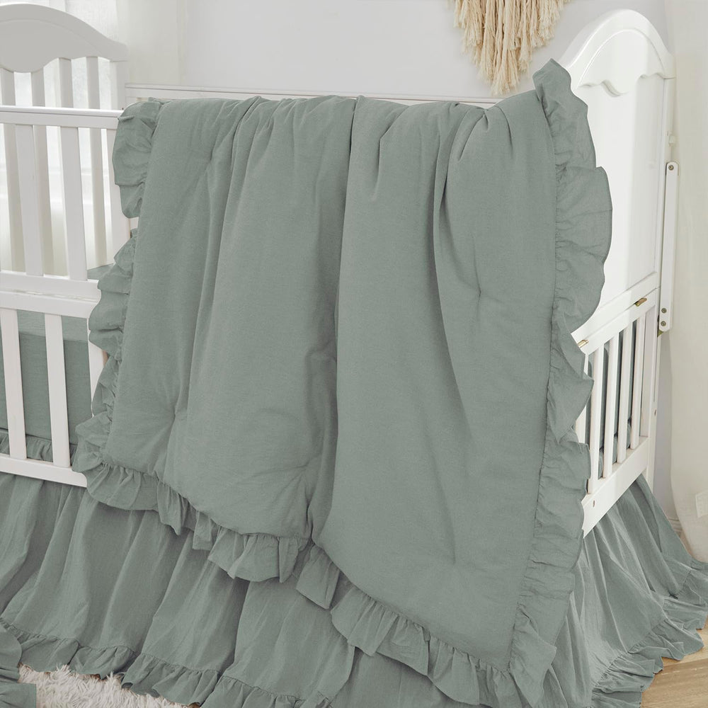Brandream boho crib comforter in soft green for all-season warmth