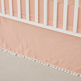 Brandream Boho crib skirt close-up tassel detail for chic nursery decor