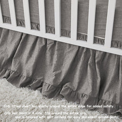 Brandream boho nursery gray dust ruffle adds neutral style to crib
