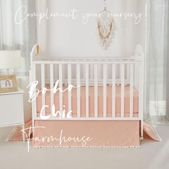 Brandream Boho pleated bedskirt on crib demonstrates easy-care fabric