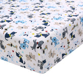 Brandream Brandrean crib sheet with dog design; breathable cotton offers snug, comfortable sleep.
