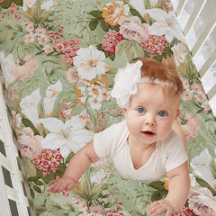 Brandream Garden Floral crib sheet with elastic edge for secure fit.