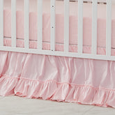 Brandream crib bedskirt pink boho closeup highlights soft cotton texture for cozy nursery décor.