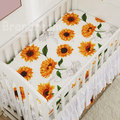 Brandream crib sheet sunflower yellow with 10-inch drop ensures a secure fit.