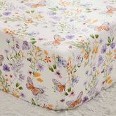 Brandream crib sheets with wildflower butterfly print for soft, breathable baby comfort.
