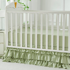 Brandream crib skirt with a 16 inch drop provides full crib to toddler bed coverage.