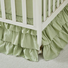 Brandream crib skirt triple layer cotton adds soft texture and nursery elegance.