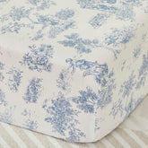 Brandream French Country Toile crib sheet close-up shows ultra-soft cotton for comfort.