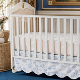 Brandream French Country Toile crib skirt closeup fabric showing soft cotton texture for nursery comfort.