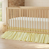Brandream Gathered Crib Skirt front view in light yellow with soft cotton for gentle nursery aesthetics