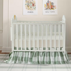 Brandream green buffalo plaid nursery scene for gender-neutral farmhouse style.