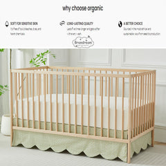 Brandream green gingham crib skirt adds gender-neutral farmhouse charm.