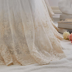 Brandream lace crib skirt edge detail adds vintage charm and soft finish.