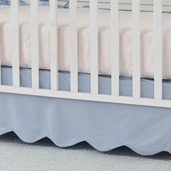 Brandream Mist Blue Crib Skirt close-up edge highlights soft cotton texture and color