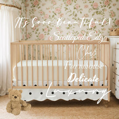Brandream scallop edge crib skirt 4-sided drop preserves neat nursery appearance.