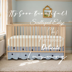 Brandream scallop edge crib skirt four-sided design with elegant scalloped trim.