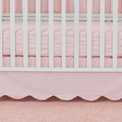 Brandream scallop edge crib skirt on a standard crib enhances Boho chic style.