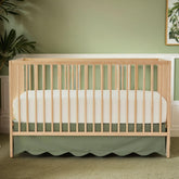 Brandream scallop edge crib skirt closeup showing soft cotton texture and finish