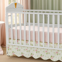 Brandream toile floral pattern crib skirt demonstrates versatile, gender-neutral appeal in any nursery.