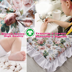 Brandream two-tier ruffled crib skirt with four-side coverage and split corners