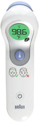 Braun NTF300US no-touch forehead thermometer front view showing quick, family-friendly readings.